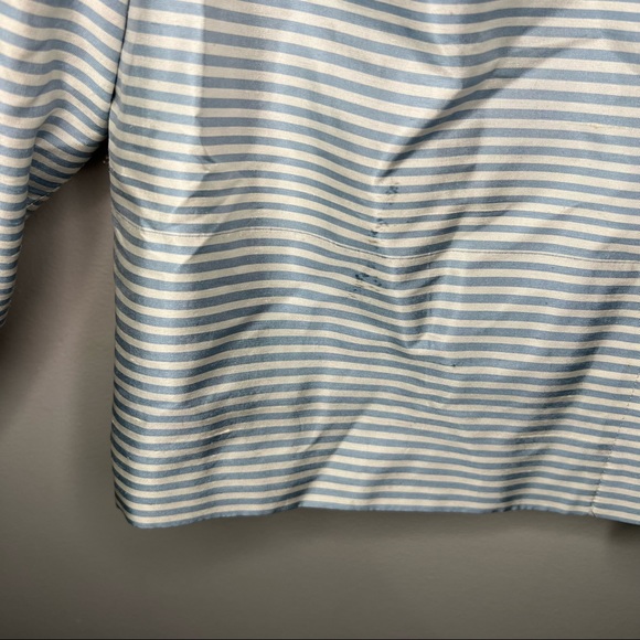Talbots 100% Silk 3/4 Sleeve Striped Open Blazer in Blue/White 10 - Picture 6 of 9